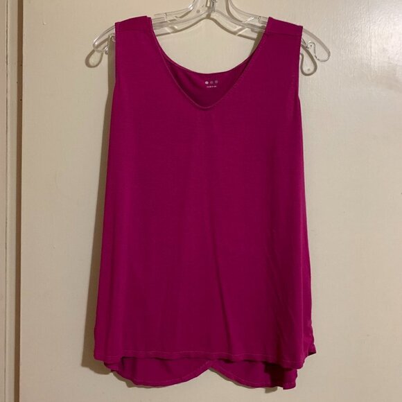 Three Dots Sleeveless V-Neck Fuchsia Tank Top Tunic Blouse. Size Small - Picture 7 of 8